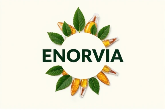 Enorvia brand logo and natural ingredients