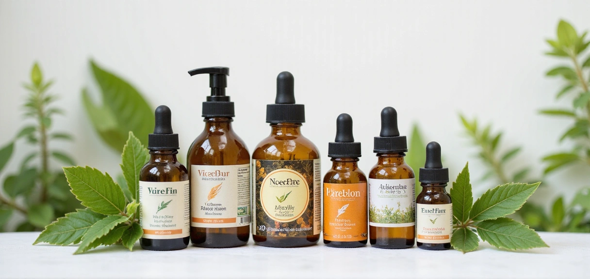 Promotional image of organic supplements and beauty items